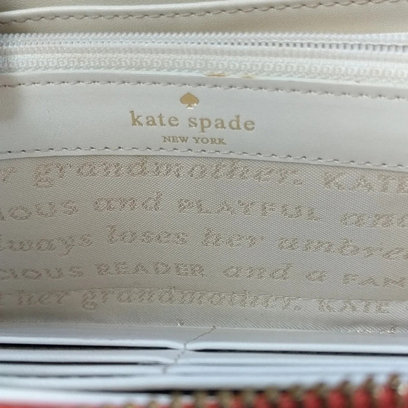 Kate Spade cherry red lacey signature quilted leather Wallet flame - Picture 8 of 13